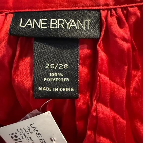 Lane Bryant Red Crinkle Button Front Blouse, Holiday Christmas, Plus 26/28, NWT - Picture 8 of 8